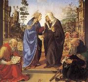 Piero di Cosimo Virgin Marie besokelse with St. Nicholas and St. Antonius oil painting